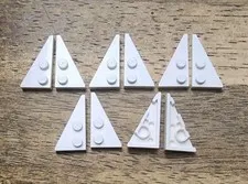 LEGO White Wedge, Plate 4 x 2 Left And Right, Pointed. QTY 10. Parts 65426 65429