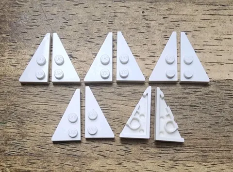 LEGO White Wedge, Plate 4 x 2 Left And Right, Pointed. QTY 10. Parts 65426 65429