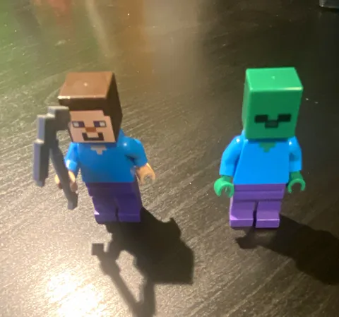 LEGO Minecraft Minifigures Lot of 2 Steve w/ Pickaxe & Zombie