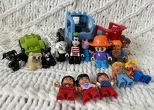 Lego Duplo Mixed Lot Of 17- Fugures+ Cars Goofy Native American Boy Props Pig +