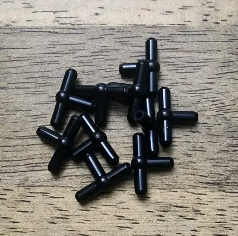 LEGO Black Pneumatic T Piece, (T Bar, Ball in Center). QTY 10. Part No. 4697b