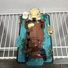 LEGO Otter Brick-Built Animal Display Model on Blue Base (Assembled)