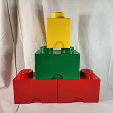 LEGO Storage Bricks 4-Piece LOT by Room Copenhagen Red Green Yellow Fast Ship
