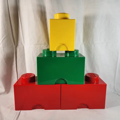 LEGO Storage Bricks 4-Piece LOT by Room Copenhagen Red Green Yellow Fast Ship