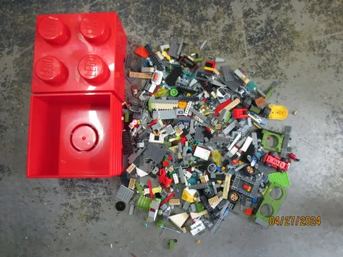 Lego Storage Block w Legos & Mega Block Red