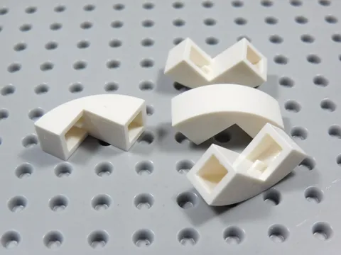 LEGO Lot of 4 White 2x1x1-2/3 Curved Slope Brick Part 5907 BP