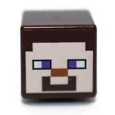 LEGO Dark Brown Minifigure Head Minecraft Steve purple eyes smile nougat 6162384