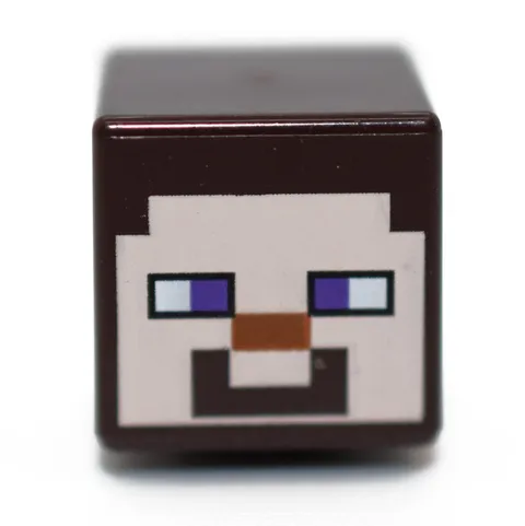 LEGO Dark Brown Minifigure Head Minecraft Steve purple eyes smile nougat 6162384