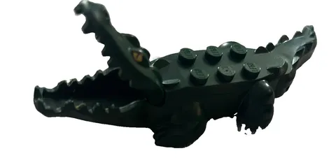 Lego Alligator Crocodile Mouth Opens Animal - Dark Green Yellow Eyes 18904