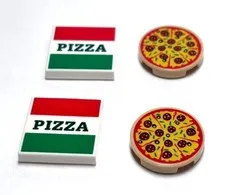 Lego - Minifigure Utensil - Lot of 2 - Pizza with Box