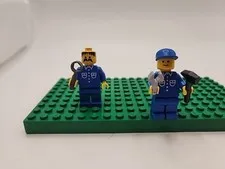Lot Of 2 Lego Minifigures Classic Town Blue Shirt Workers With Tools