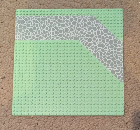 LEGO Light Green Baseplate Road 32x32 Angled Driveway Cobblestone 4478px3 6419