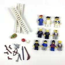 VTG LEGO Minifigure Lot of 10 Pirates Castle Fire Hats Hair Swords Muskets +