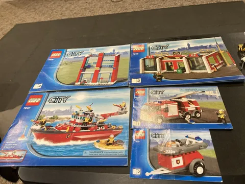 LEGO City 7207 7208 (3, 4) 7239 (1, 2)  Fire House Hall Boat Manuals ONLY Lot 04