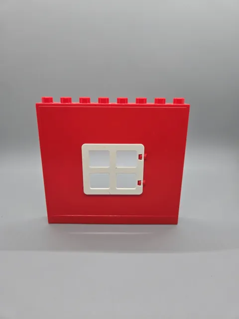 Lego Duplo Red Building Wall, Red With White Window