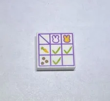 Lego White Purple 2x2 Tile Tic Tac Toe Bunny Carrot Checkmark New Friends 813