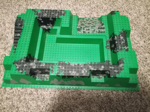 LEGO Baseplate, 6261px1 Raised 32 x 48 x 6 with Center Pit with Stones Pattern.
