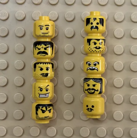 LEGO Minifigure heads 90's pirate, castle 10-piece FREE SHIPPING