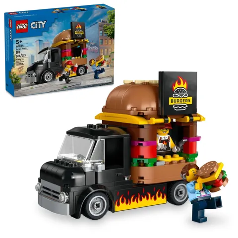 LEGO City Burger Truck Toy Building Set, Fun Gift for Kids Ages 5 Multicolor