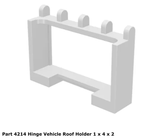 Lego 1x 4214 White Hinge Vehicle Roof Holder 1 x 4 x 2 Vf