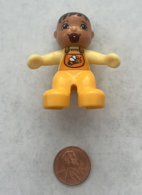 Lego Duplo Baby Infant Figure In Yellow Bumble Bee Outfit Brown Hair Pacifier