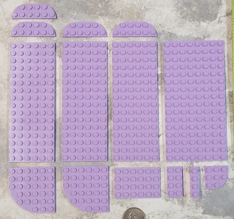 14 pc LEGO Rounded End Half & Rectangle Plates Lot Purple Lavender