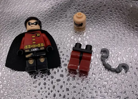 LEGO Minifigure Robin Black Cape Custom Build Extra Head And Extra Legs
