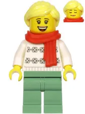LEGO: Woman White Turtleneck Red Scarf (hol216)