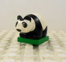 Lego Duplo Figure Panda Cub black/white on stand vintage