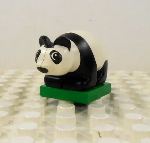 Lego Duplo Figure Panda Cub black/white on stand vintage