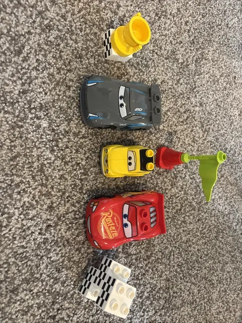 Disney Pixar Cars Lego Duplo Lightning McQueen Jackson Storm Piston Cup Lot