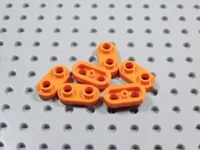 LEGO Lot of 6 Reddish Orange 1x2 Rounded Corner Plates w/ Open Studs BK