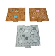 Lot of 3 Authentic Lego Brick Modified Grey & Brown 5”x5” Pieces Parts