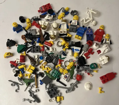 Vintage LEGO Minifigure Parts & Gear Lot 1980s 90s Classic Space Western Town ++