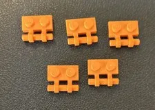 LEGO 2540 Orange 1x2 Plate with Bar Handle on Side Free Ends  - Lot 5 Pieces