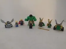 marvel lego lot Minifigs Thor Loki Hulk Hawkeye + Mighty Micros Thor V Loki