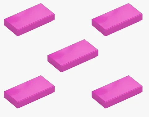5 New LEGO Dark Pink 1x2 Tile 3069 flat tile smooth finish trim flat 6056381