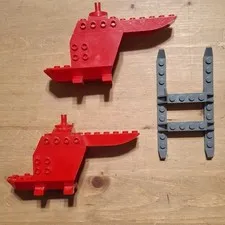 LEGO Helicopter  Lot Of 2 Red 18929 With Landing Skid
