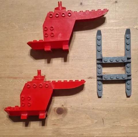 LEGO Helicopter  Lot Of 2 Red 18929 With Landing Skid