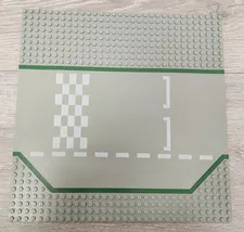 Lego 425p01 Baseplate Road 32 x 32 3 Lane Race Track Green Lines White Checkered