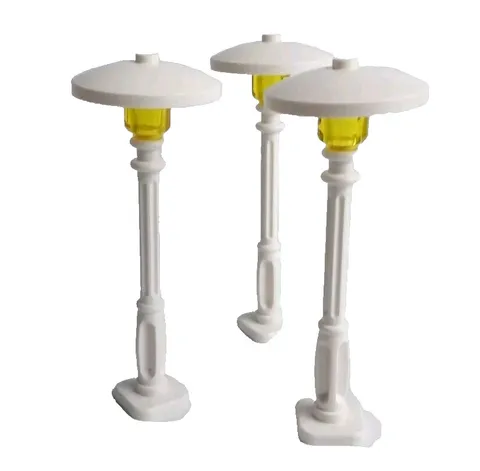LEGO® 3 Pack Street Light White Support 2 x 2 x 7 Lamp Post Yellow Bulb 4x4 Top