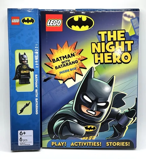 LEGO: DC BATMAN THE NIGHT HERO Activity Book w/Batman Minifigure & Batarang NIB