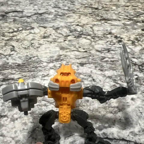 LEGO BIONICLE Orange & Black Minifigure Figure Character w/ Weapons
