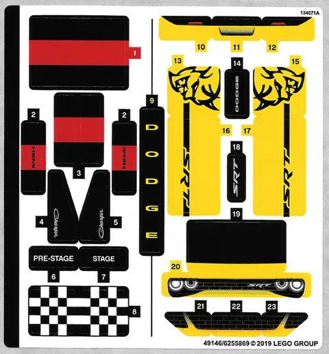 LEGO STICKER SHEET 75893 2018 DODGE CHALLENGER DEMON & 1970 CHARGER from set