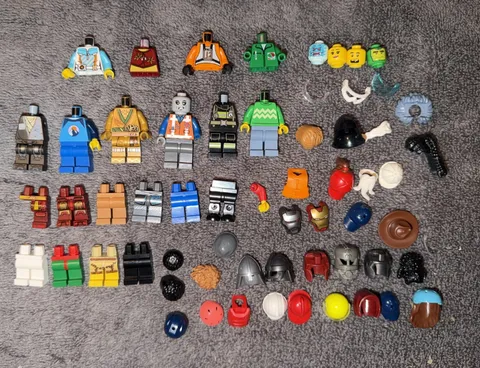 LEGO Minifigure Parts Lot 40+ Torsos Legs Heads Helmets Accessories Iron Man Mix