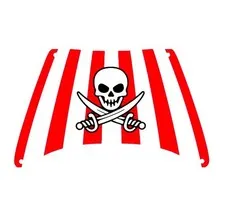 LEGO 70413 - Cloth Sail with Red Stripes, Skull and Crossbones Pattern - White