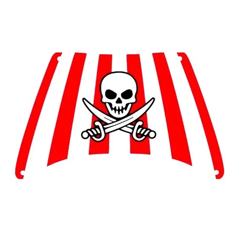 LEGO 70413 - Cloth Sail with Red Stripes, Skull and Crossbones Pattern - White