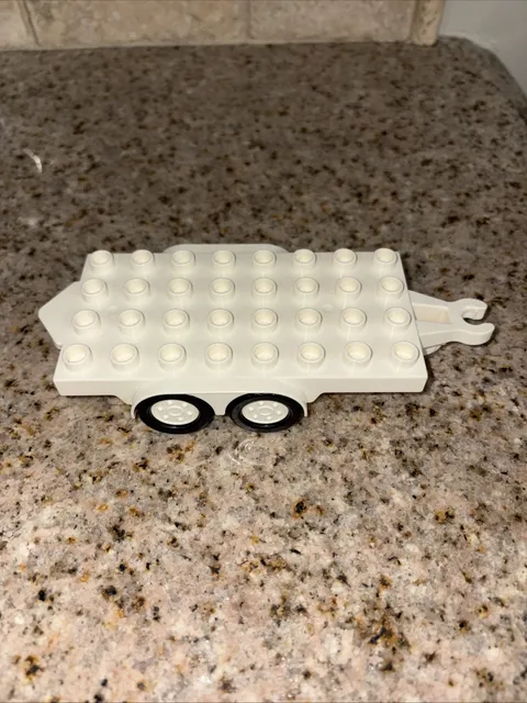 Lego Duplo WHITE FLAT BED TRAILER 4x8 for Semi Truck Vehicle Hauling Part A71