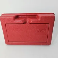 Vintage LEGO Red Plastic Storage Case Box Container w/ legos Made in USA