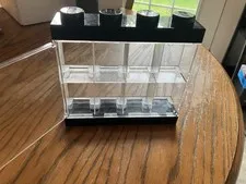 LEGO Plastic Storage Box, 8-Compartment Wall Mountable Stackable, Black/Clear